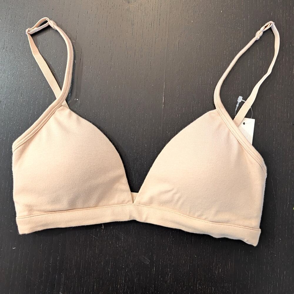 Lulalu Delilah Wireless Bra 34A Nude Organic Cotton NWT